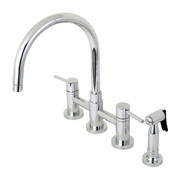 Concord 2-Handle Bridge Kitchen Faucet W/Brass Side Sprayer, Chrome